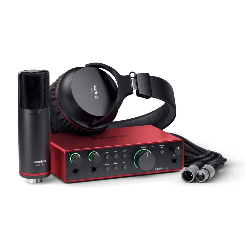 Focusrite - Scarlett3 Studio, Pack Scarlett 2i2 4ème Génération+ Micro + Casque